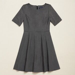 ModCloth Women's Retro Fit & Flare‎ Black White Printed Cap Sleeve Dress- Size S